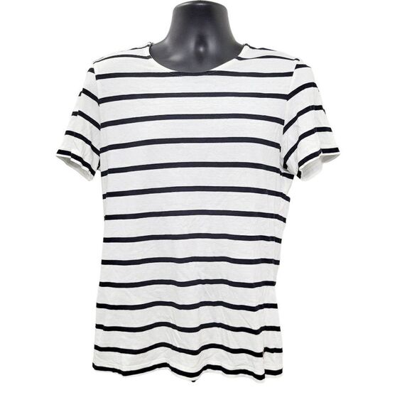 2/$20 Y2K Black & White Stripes Tee T-shirt Top Size: M - Picture 1 of 4